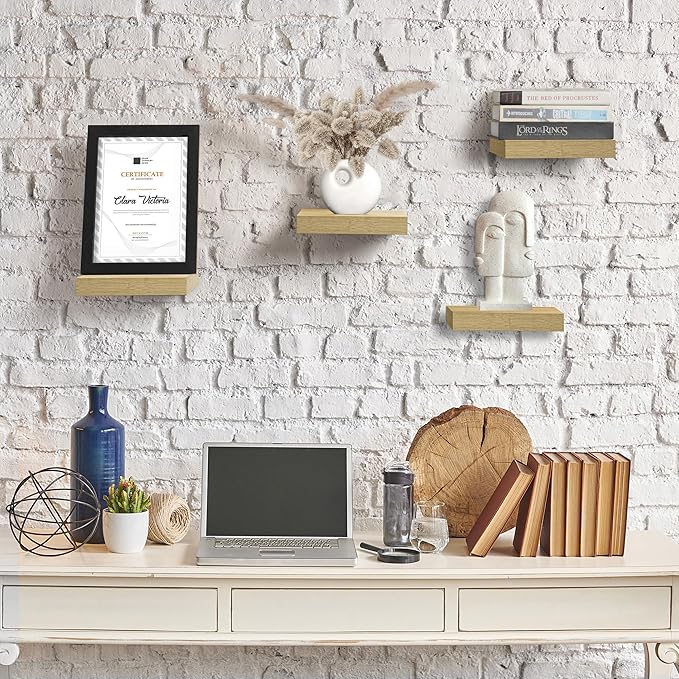 Sorbus Square Floating Shelf for Wall - 4 Small Shelves with Invisible Mounting Brackets for Living Room Decor, Bedroom, Bathroom Decor, Home & Kitchen - 9" Wall Shelf to Display Photos Trophies