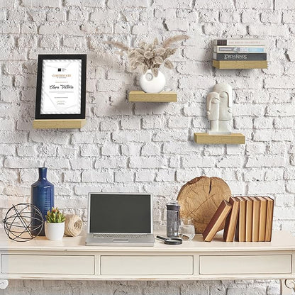 Sorbus Square Floating Shelf for Wall - 4 Small Shelves with Invisible Mounting Brackets for Living Room Decor, Bedroom, Bathroom Decor, Home & Kitchen - 9" Wall Shelf to Display Photos Trophies