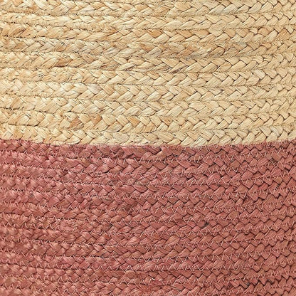 REDEARTH · Cylindrical Pouf Foot Stool Ottoman - Jute Braided Pouffe Poof Accent Sitting Footrest for Living Room, Bedroom, Nursery, Patio, Lounge (Natural Rust, 14.5"x14.5"x16")