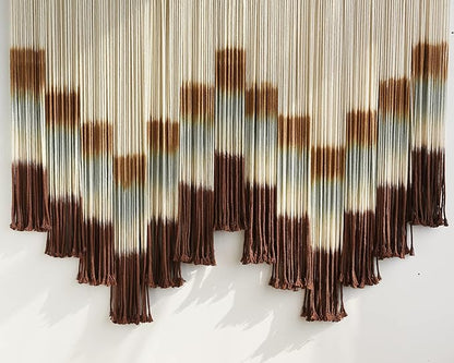 Flber Macrame Wall Hanging Tie-Dye Geometric Decor Large Scale Wall Art Statement Bohemian Yarn Tapestry Home Wall Decor 59''W*35''L