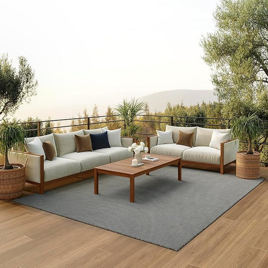 Nourison Home Positano Charcoal 8' x 10' Area Rug, Modern, Solid, Indoor/Outdoor, Easy Cleaning, Non Shedding, Bed Room, Living Room, Deck, Backyard