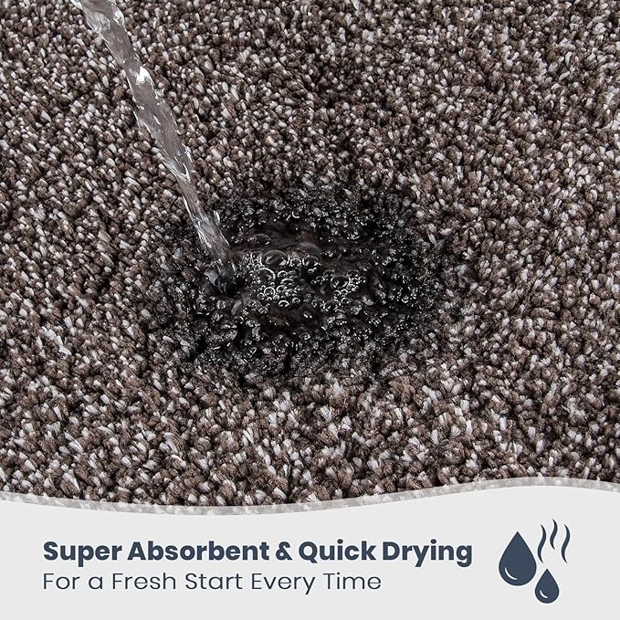 PURRUGS Bathroom Rug Non-Slip Machine Washable 24" x 36", Super Absorbent and Quick Dry Shaggy Microfiber Bath Mat, Extra Soft and Plush Bath Rug for Bathtub, Shower and Sink, Brown