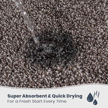 PURRUGS Bathroom Rug Non-Slip Machine Washable 30" x 46", Super Absorbent and Quick Dry Shaggy Microfiber Bath Mat, Extra Soft and Plush Bath Rug for Bathtub, Shower and Sink, Brown