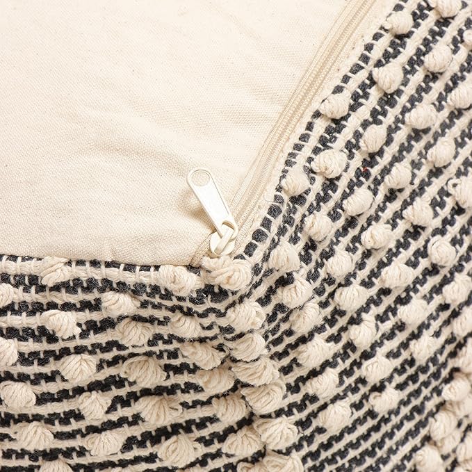 REDEARTH · Tufted Pouf Ottoman with Filler Textured Storage Cube Bean Bag Pouffe Footrest for Living Room, Bedroom, Nursery, Kidsroom; 100% Cotton (17.5"X17.5"X17.5", Cube Diamond Medley Gray)