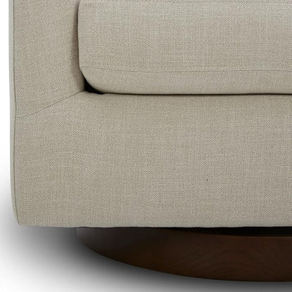 CHITA Swivel Accent Chair, FSC Certified Upholstered Fabric Barrel Chair for Living Room, Fully Assembled, Linen