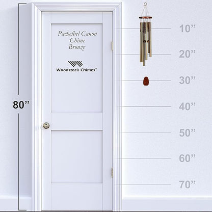 Woodstock Wind Chimes for Outside, Garden, Patio, Porch and Outdoor Decor (32") Pachelbel Canon Chime Bronze Wind Chime Gifts (PCCB)