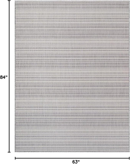 Stripe Outdoor Rug 5x7 Washable Outside Carpet for Indoor Patio Porch Waterproof Easy Cleaning Non Shedding Area Rugs Gray 5 x 7