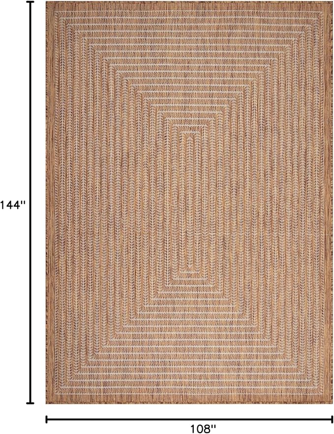 Adiva Rugs Outdoor Indoor Area Rug, Weather Resistant, Easy to Clean, Stain Resistant Floor Mat for Dining Room, Backyard, Deck, Patio (Wooden, 9' x 12')