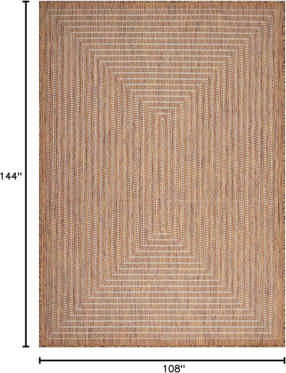 Adiva Rugs Outdoor Indoor Area Rug, Weather Resistant, Easy to Clean, Stain Resistant Floor Mat for Dining Room, Backyard, Deck, Patio (Wooden, 9' x 12')