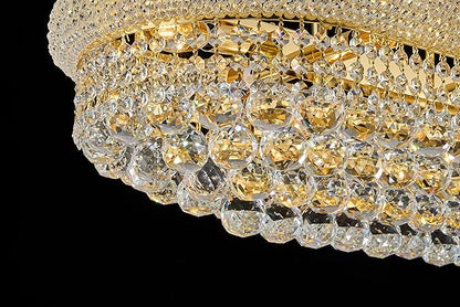 Rectangular Crystal Chandeliers for Dining Room,10 Lights Adjustable Height Oval Crystal Ceiling Light Fixture for Kitchen Island, Gold Finish, L36''