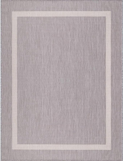Bordered Outdoor Rug 6x9 Washable Outside Carpet for Indoor Patio Porch Waterproof Easy Cleaning Non Shedding Area Rugs Gray 6 x 9