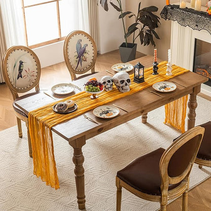 Sioloc Yellow Cheesecloth Table Runner Fall Autumn Decor for Home 10ft Table Cloth for Wedding Birthday Party Halloween Thanksgiving Decorations