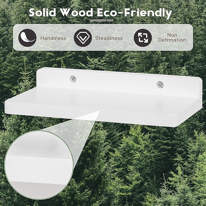 Small Floating Shelves for Wall,5x8.5 Inches Wall Shelf Set of 3,Display Shelf for Bedroom, Bathroom, Kitchen Decor (White)