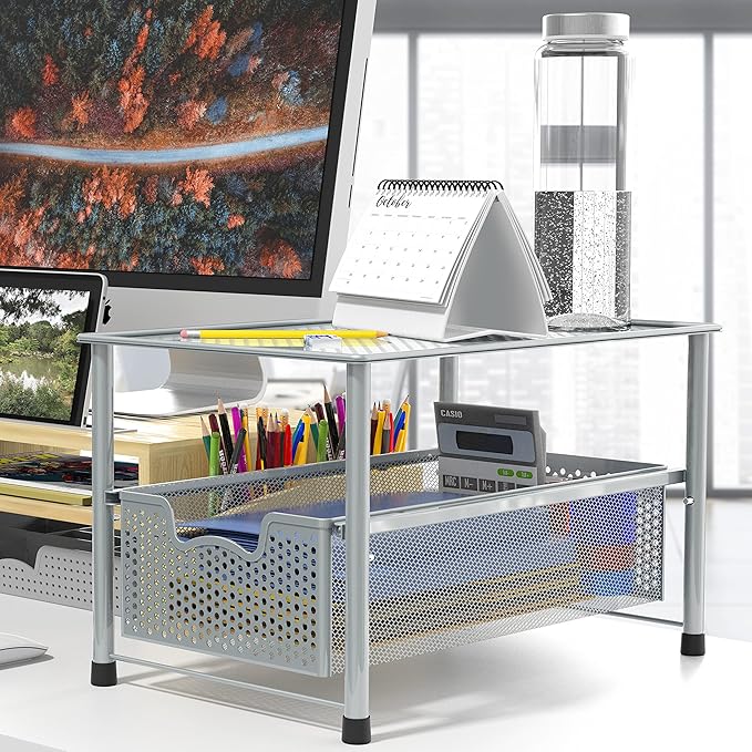 Simple Houseware Stackable Under Sink Cabinet Sliding Basket Organizer Drawer, Silver