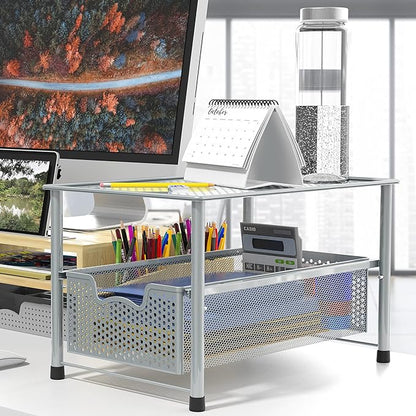 Simple Houseware Stackable Under Sink Cabinet Sliding Basket Organizer Drawer, Silver