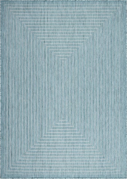 Adiva Rugs Outdoor Indoor Area Rug, Weather Resistant, Easy to Clean, Stain Resistant Floor Mat for Dining Room, Backyard, Deck, Patio (Aqua Weiss, 8' x 10')