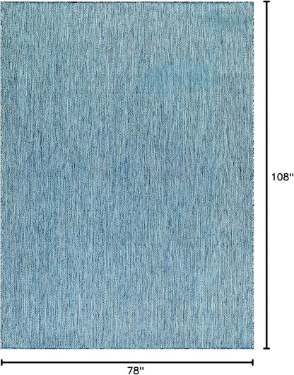 Washable Indoor Outdoor Rug Weather Resistant Carpet Modern Solid for Porch Deck Balcony Backyard Patio Rug 6x9 Aqua Blue