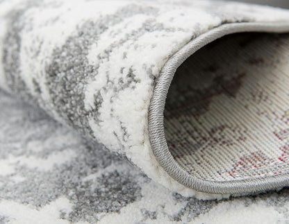 Unique Loom Rosso Collection Vintage, Geometric, Bohemian, Traditional, Distressed, Southwestern Area Rug, Rectangular 9' 0" x 12' 0", Light Gray/Ivory