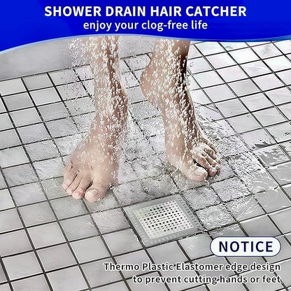 Shower Drain Hair Catcher,2Pcs,4.72'',Flat Drain Hair Catcher,Shower Drain Cover/Filter, Bathroom/Kitchen Sink Drain Strainer,Stainless Steel and TPE