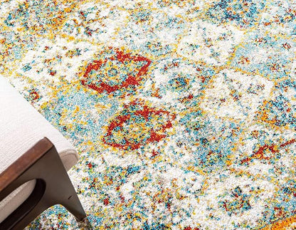 Unique Loom Rosso Collection Vintage, Traditional, Bohemian, Geometric, Distressed, Southwestern Area Rug (9' 0 x 12' 0 Rectangular, Beige/Orange)