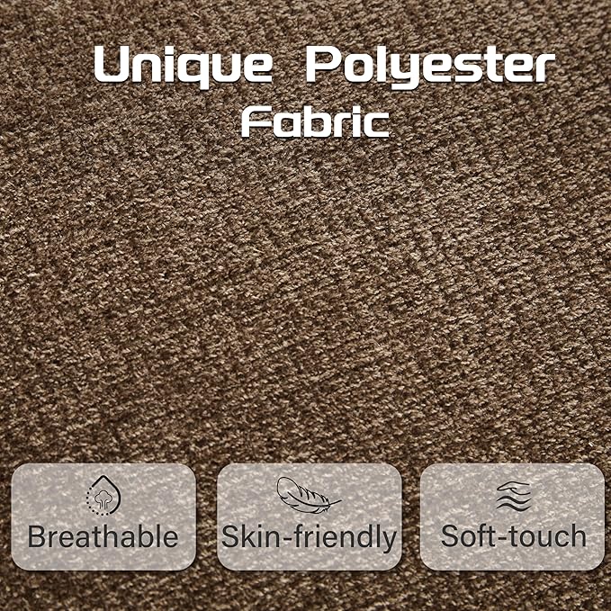 VKNOW Accent Chair Living Room Chair, Modern Upholstered Armchair with Solid Wood Legs, Comfy Barrel Arm Chairs for Living Room Bedroom, Brown