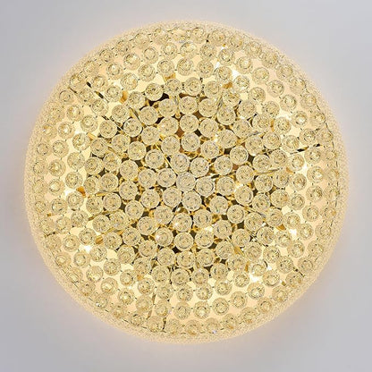 18-Light 32 inch Large Crystal Chandelier Flush Mount Ceiling Light Fixture for Living Room Dining Room Bedroom Foyer Entryway Gold Finish