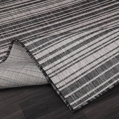 Stripe Outdoor Rug 5x7 Washable Outside Carpet for Indoor Patio Porch Waterproof Easy Cleaning Non Shedding Area Rugs Dark Gray 5 x 7
