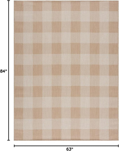 CAMILSON Outdoor Rug - Modern Area Rugs for Indoor and Outdoor Patios, Kitchen and Hallway mats - Easy Cleaning Non Shedding Washable Outside Carpet (8x10, Buffalo - Beige/White)