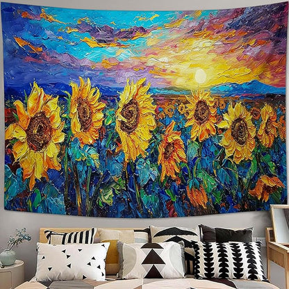 yowecso Sunflower Tapestry Sunset Flower Field Tapestry Wall Hanging for Bedroom Sunflower Tapestries Aesthetic Wall Decor for Home Dorm Living Room 50"x60"