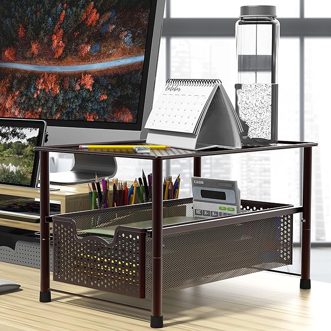 Simple Houseware Stackable Under Sink Cabinet Sliding Basket Organizer Drawer, Bronze