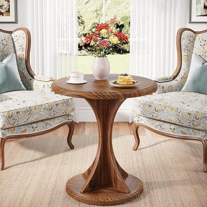 Tribesigns Round End Side Table: Wood Small Sofa Chair Side Table for Living Room, Mid-Century Bedside Nightstand for Bedroom, Accent Table, Easy Assembly, Vintage Brown