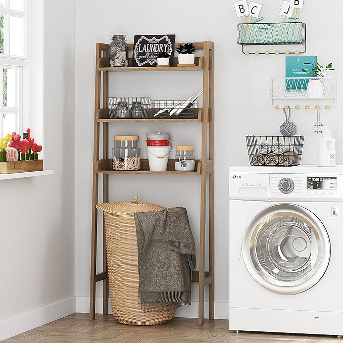 UTEX Over The Toilet Storage Shelf, 3-Tier Over Toilet Bathroom Organizer, Above Toilet Storage Rack (Wood Grain)