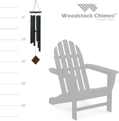 Woodstock Chimes Pluto Wind Chime for Outside 37" Black Teak Medium Tone Sound for Outdoor Garden, Patio, Porch Decor Gifts, Encore Collection, DCKT37