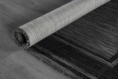 Beverly Rug Large Outdoor Rug 10x14 Modern Bordered Area Rugs for Indoor and Outdoor Patio Deck Porch Garden Waterproof Weather Sun Resistant Washable Outside Carpet (10 x 14 Black)