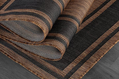 Beverly Rug Large Outdoor Rug 9x12 Modern Bordered Area Rugs for Indoor and Outdoor Patio Deck Porch Garden Waterproof Weather Sun Resistant Washable Outside Carpet (9 x 12 Gold)