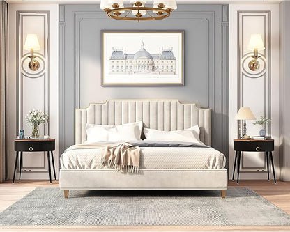 OIOG Side Tables Set of 2, Round Nightstand with Drawer, Modern Bedside End Tables for Small Space, Living Room, Bedroom, Office, Dorm, Rustic Brown and Black