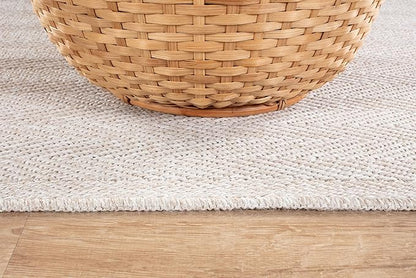 CAMILSON Easy Jute Rug 10x14, Indoor Outdoor Off-White Color Fiber Area Rugs for Living Room and Patio Rug Herringbone Boho Woven Design Easy-Cleaning Washable Outside Carpet Alfombras 10 x 14