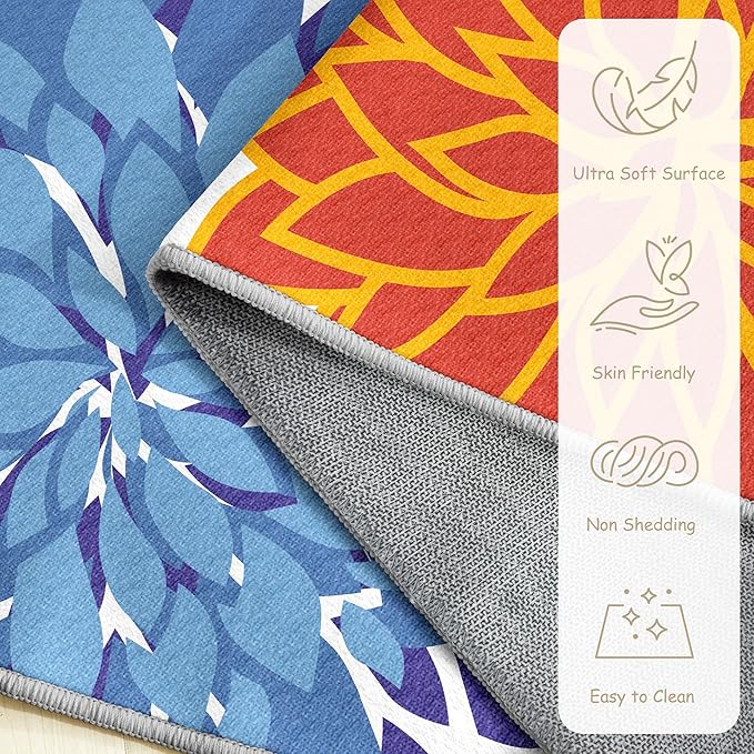 Area Rug 2x3 Washable Entry Small Rug Multicolored Tropical Botanical Modern Floral Indoor Kitchen Door Mat Entrance Carpet Non Slip for Bedroom Living Room, Porch