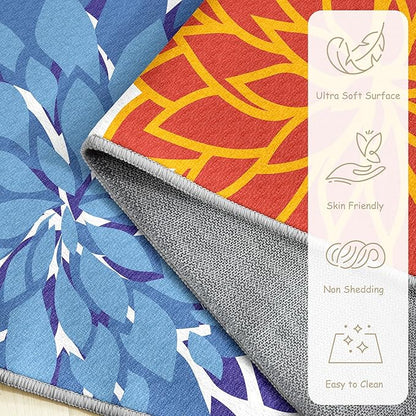 Area Rug 2x3 Washable Entry Small Rug Multicolored Tropical Botanical Modern Floral Indoor Kitchen Door Mat Entrance Carpet Non Slip for Bedroom Living Room, Porch