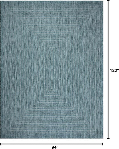 Adiva Rugs Outdoor Indoor Area Rug, Weather Resistant, Easy to Clean, Stain Resistant Floor Mat for Dining Room, Backyard, Deck, Patio (Aqua Weiss, 8' x 10')