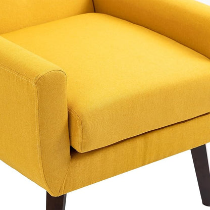 UIXE Accent Chairs Set of 2, Modern Armchair Upholstered Arm Chair in Fabric for Living Room, Comfy Single Sofa Seats Button Tufted Reading Seating, Yellow
