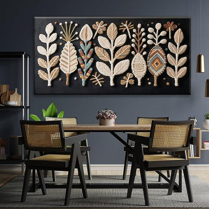 Tsomzxng Large Boho Black Wall Art For Living Room Chic Home Wall Art Modern Multicolor Leaves Feather Canvas Wall Art Decor Picture For Bedroom Apartment Kitchen Home Wall Decor 29" W X 58" L