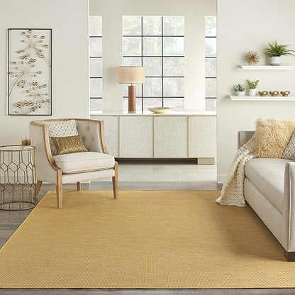 Nourison Home Positano Yellow 9' x 12' Area Rug, Modern, Solid, Indoor/Outdoor, Easy Cleaning, Non Shedding, Bed Room, Living Room, Deck, Backyard