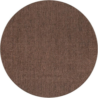 CAMILSON Easy Jute Round Rug 4ft Indoor Outdoor Brown Color Fiber Area Rugs for Living Room Patio and Kitchen Rug, Solid Boho Woven Design Easy-Cleaning Washable Outside Carpet Alfombras (4 Round)