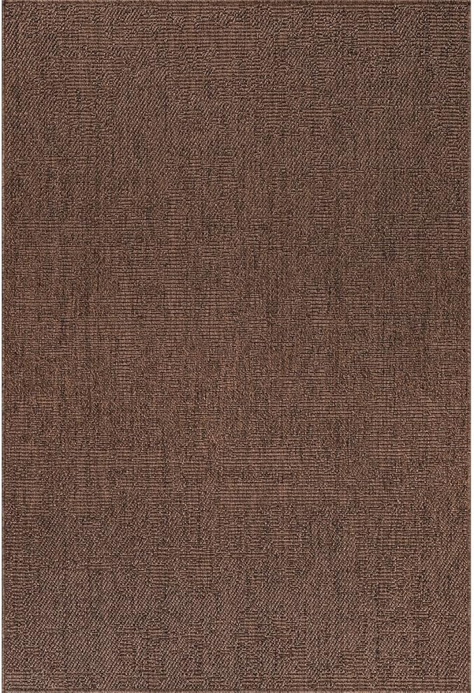 CAMILSON Easy Jute Rug 5x7, Indoor Outdoor Brown Color Fiber Area Rugs for Living Room Patio and Kitchen Rug, Solid Boho Woven Design, Easy-Cleaning, Washable Outside Carpet Alfombras (5 x 7)
