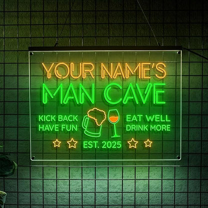 Custom Bar Neon Sign Personalized LED Signs for Man Cave Cool Home Bar Lighted Acrylic Table for Men Lounge Workshop Garage Poker Billiards Tavern Wall Decor Gifts