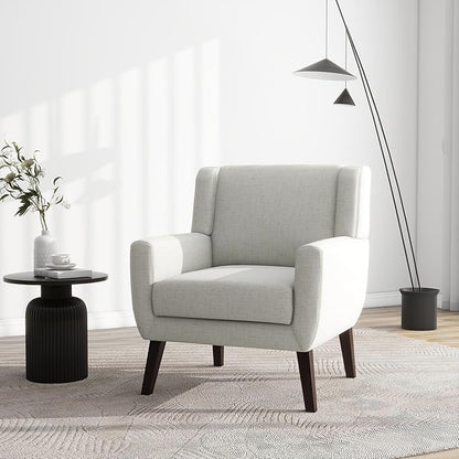 UIXE Accent Chair, Fabric Upholstered Armchair for Living Room, Comfy Arm Chair Single Sofa Bedroom Side Reading Seat - Flax Beige