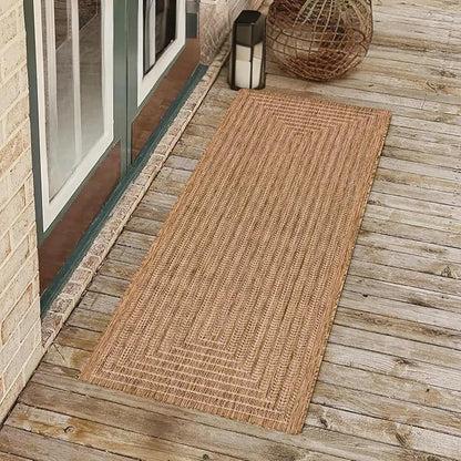 Adiva Rugs Outdoor Indoor Area Rug, Weather Resistant, Easy to Clean, Stain Resistant Floor Mat for Dining Room, Backyard, Deck, Patio (Wooden, 2'6" x 7')