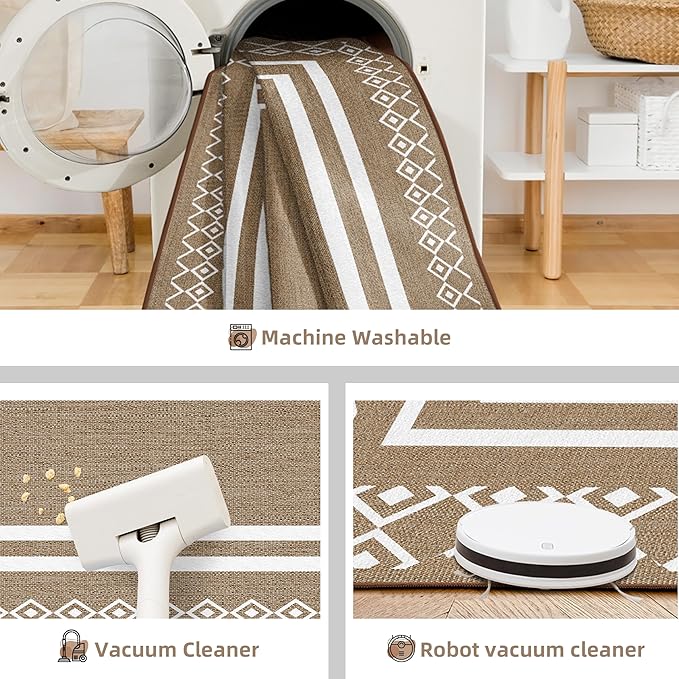 Outdoor Patio Rug, Outside Rectangular Carpet, Moroccan Geometric Rugs, Washable Large Indoor Outdoor Rug 8x10 Mats for RV, Picnic, Backyard, Deck, Balcony, Porch, Beach