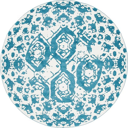 Unique Loom Rosso Collection Vintage Traditional Distressed Blue Round Rug (8' 0 x 8' 0)